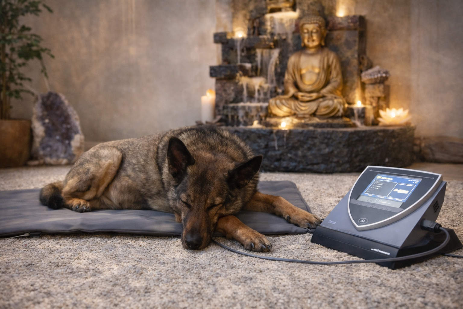 Praxisraum m. Brunnen u.Budda